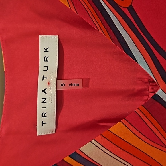 💕TRINA TURK💕 Broome Top Radio City Rose Retro Abstract Floral Print Small NWOT - Picture 10 of 11